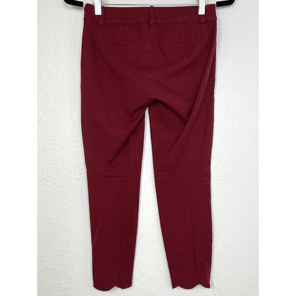 J. CREW Womens SIZE 0 Wine Cropped Twill Winnie PANTS w/ Scalloped Hem H5171 EUC - Picture 5 of 9